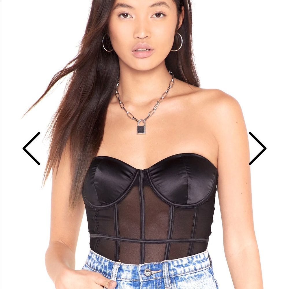 **NWT** Nasty Gal Mesh Strapless Corset Bodysuit